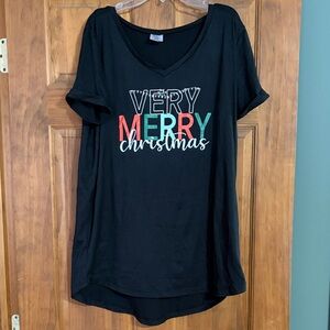 Very Merry Christmas Black Graphic Sleep Shirt